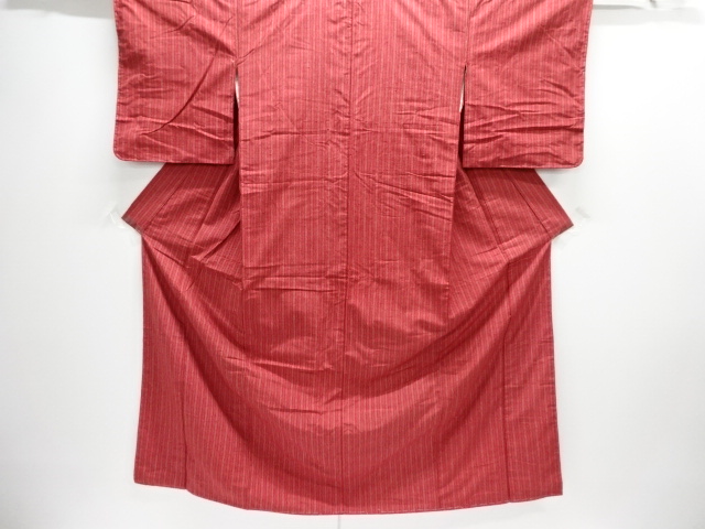 縞織り出し手織り節紬着物